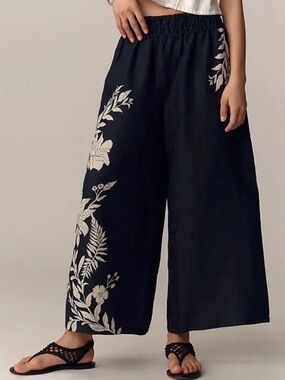 Anthropologie Somerset Linen Wide Leg Pants